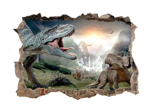 Poster Vinilo Adhesivo 3d  Pared Dinosaurio Ii Cuarto Niños