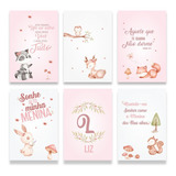 Kit 6 Quadros Decorativos Menina Infantil Jardim Encantado