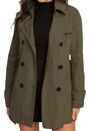 Trench Coat Feminino Sobretudo Botões Fivela Impermeável 