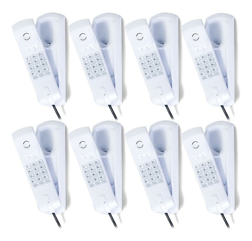 Kit 08 Telefones Com Fio Gôndola Branco Tc 20 Intelbras