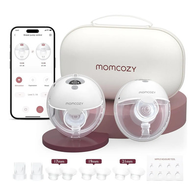 Momcozy M5 Smart Extractor de Leche Eléctrico Portátil, 3 Modos 9 Niveles, Sacaleches Manos Libres Sin BPA, Paquete de 2, Gris | Meses sin interés