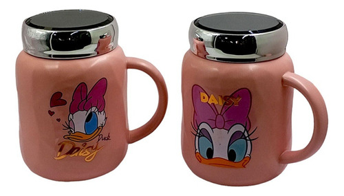 Mug Taza Térmico Con Tapa Espejo De Patita Daisy Disney