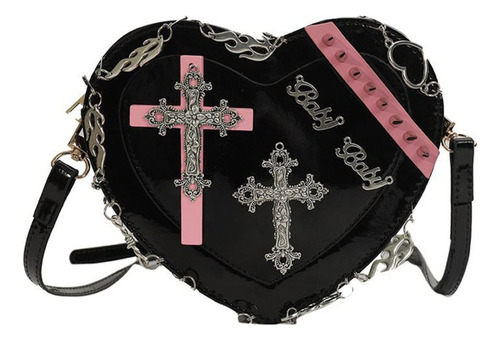 Bolso Harajuku Con Forma De Corazón Para Mujer, Gótico, Punk