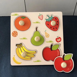 Juguete Montessori Tablero Rompecabezas Frutas Madera