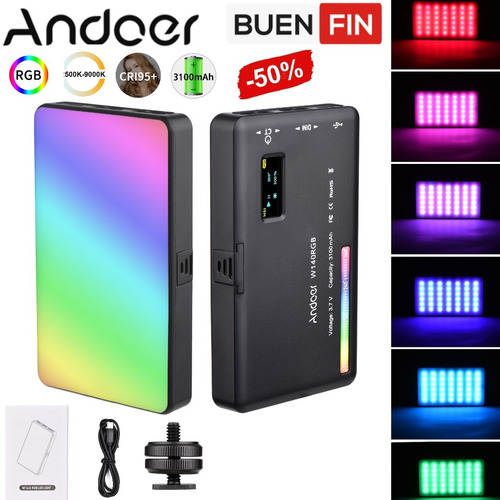 Luz De Relleno Andoer W140 Led Rgb Recargable P/fotografía