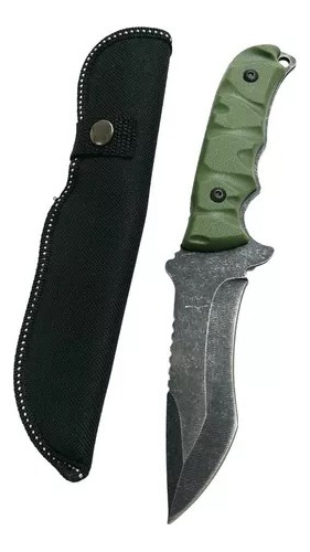 Cuchillo Puñal Verde Táctico Supervivencia Con Funda