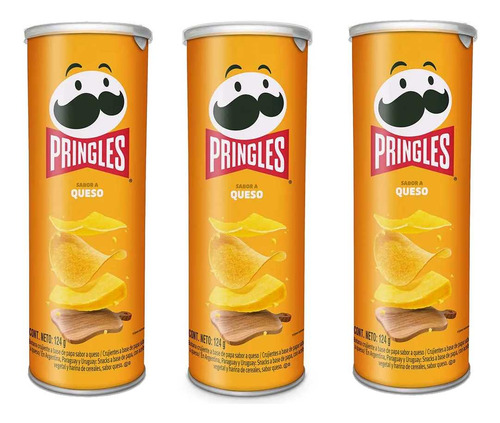  Papas Pringles Sabor A Queso 124 G (pack X3 Tubos)