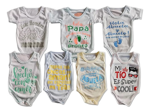  Bodys Bebes Recién Nacido Semanario Diseño Con Mensajes