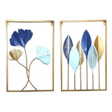 Pack De 2 Cuadros Decorativos De Metal 60x40 Color Dorado