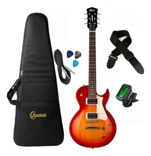 Guitarra Elétrica Cort Cr Series Cr100 Les Paul De  Mogno Cherry Red Burst Brilhante