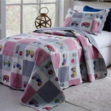 Kit Cobre Leito Colcha Patchwork Infantil Menina E Menino.