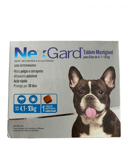 Antipulgas E Carrapatos 28,3 Mg Cães De 4 A 10kg M Nexgard