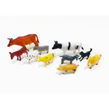 10 Miniaturas De Animais Fazenda Porco Vaca Ovelha Cavalo