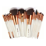 Brochas De Maquillaje Professional,22 Piezas Set De Brochas Color Oro Blanco