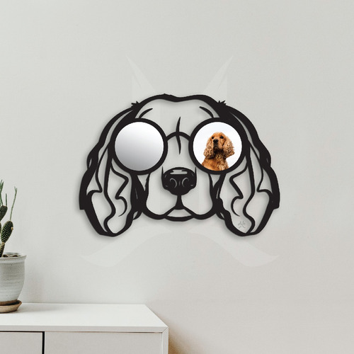 Perro Madera/mdf Con Gafas De Espejo | Mascota Decoracion