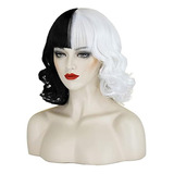 Cruella Deville Sl002bw Disfraz Mujer Peluca Corta Y Rizada