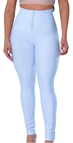 Calca Fem Prada Monta Legging Skinny Cirrê Lipo Power Branco