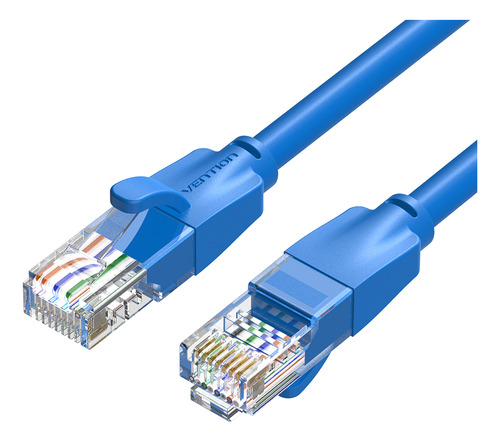 Cable De Red Vention Cat6 Certificado - 1.5 Metros - Reforzado - Premium Patch Cord - Utp Rj45 Ethernet 1000 Mbps - 250 Mhz - Cobre - Pc - Notebook - Servidores - Camaras Seguridad - Azul - IbeLG