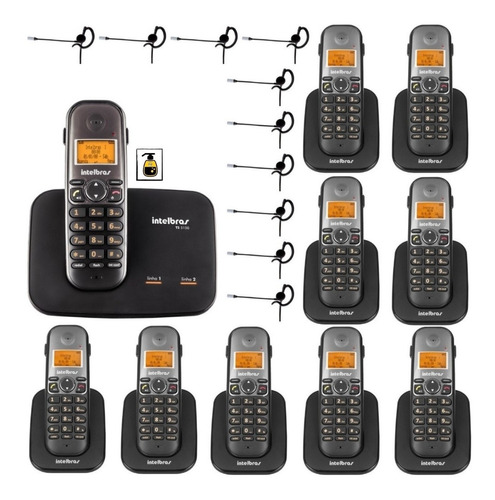 Kit Aparelho Telefone Ts 5150 Bina 2 Linhas 9 Ramal Headset