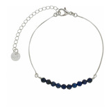 Pulseira Lapis Lazuli Natural Em Prata De Lei 925