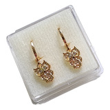 Aretes De Buho Zirconias Blancas 1.8 Cm De Oro Laminado B2