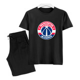 Conjunto Camisa E Bermuda Infantil Sports Basquete Wizzards