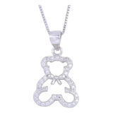 Collar Cadena Para Mujer Oso De Peluche En Plata 925