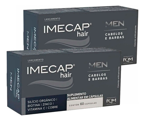 Kit 2 Unidades Imecap Hair Men Suplemento Barba 60 Cápsulas Sabor Neutro