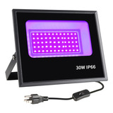 Led Reflector De Luz Negra Ultravioleta 30w Con Enchufe Ip66