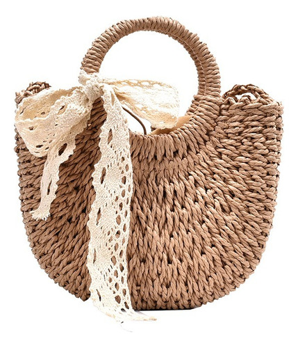 Bolsa Multifuncional De Playa De Moda De Paja Para Mujer