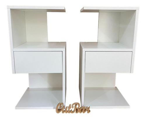 Mesa Cabeceira Em S Ou 2 Com 1 Gaveta Mdf Branco Tx