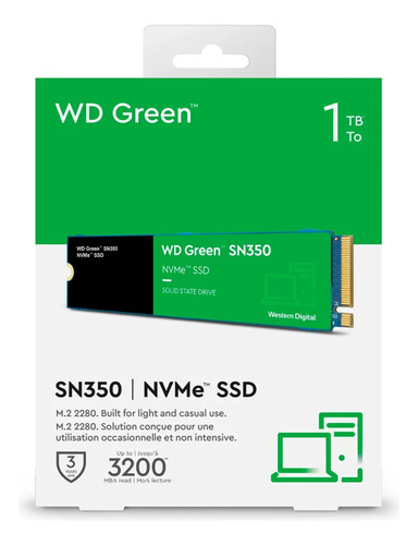 Disco Sólido Interno Western Digital Wd Green Sn350 Wds100t3