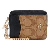 Monedero Tarjeter Coach Original Zip Cardcase Signature Gold