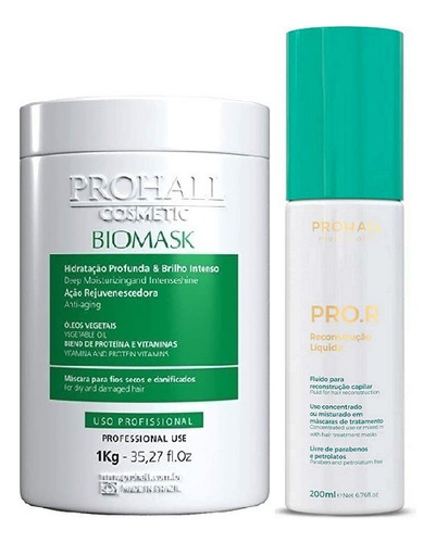 Biomask Prohall Mascara Hidrataçao 1kg + Pro.r Reconstruçao