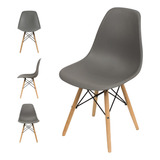 Silla Eames Patas Madera Dsw Colores Comedor X4 Color Del Asiento Gris