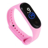 Relogio Led Digital Adulto Infantil Unisex Esporte Bracelete Cor Da Correia Rosa Cor Do Fundo Preto