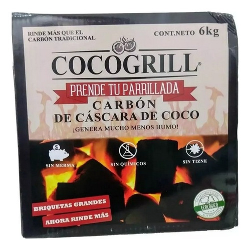 Carbon 100% Cascara De Coco 6kg Cocogrill Msi