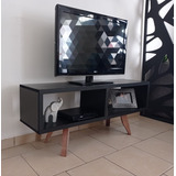 Mueble Mesa Para Tv Estilo Nórdico Negro 120 Cm Minimalista