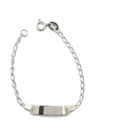 Pulsera Bebé Placa Plata Fina 925 12cm