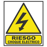 Cartel Riesgo Choque Eléctrico 22x28 Cm Alto Impacto