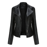 Chaqueta De Cuero De Mujer Slim Fit Traje De Motociclista