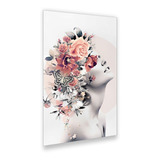 Quadro Decorativo Sala Mulher Rosto Borboleta Flores 65x45