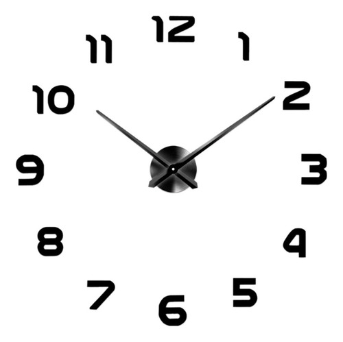 1 Reloj De Pared 3d Con Números De Espejo Negro + Plata 1