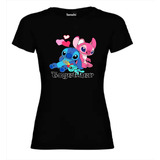 Polera Diseño Stitch Y Angel Estampada Dtf Cod 002