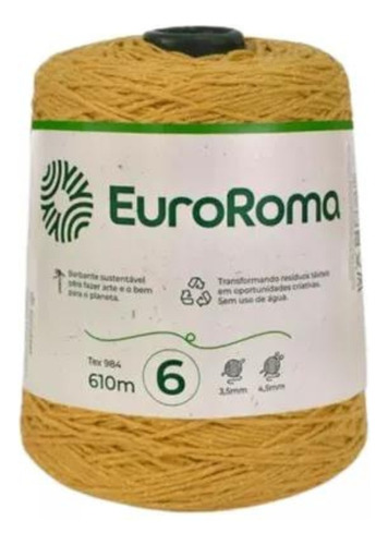 Barbante Euroroma 610m Fio 6 Eurofios Diversas Cores Crochê Cor Mostarda