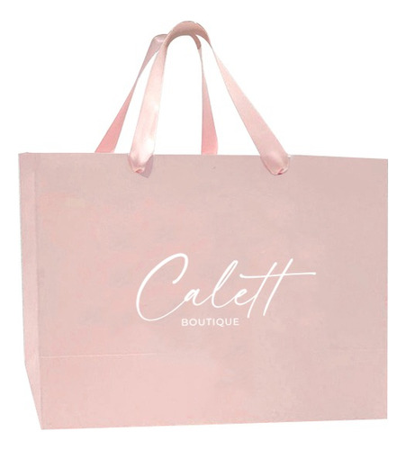 100 Bolsas Rosas Tipo Boutique Personalizadas / M