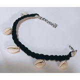 Pulsera O Tobillera En Gamuza Con Caracols Buzios