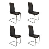 6 Sillas Bea Base Cromada Asiento Tapizado Tela Ecocuero