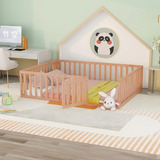 Huahome Queen Size Floor Bed Frame, Wood Montessori Floor Be