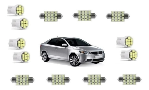 Kit Lampadas Leds Kia Cerato Teto Placa Ré Farolete Pingo